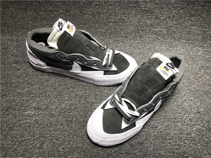 2021 Men Nike Blazer Low Sacai Grey Black White Shoes
